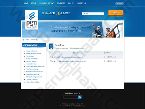 corporate e-book download page
